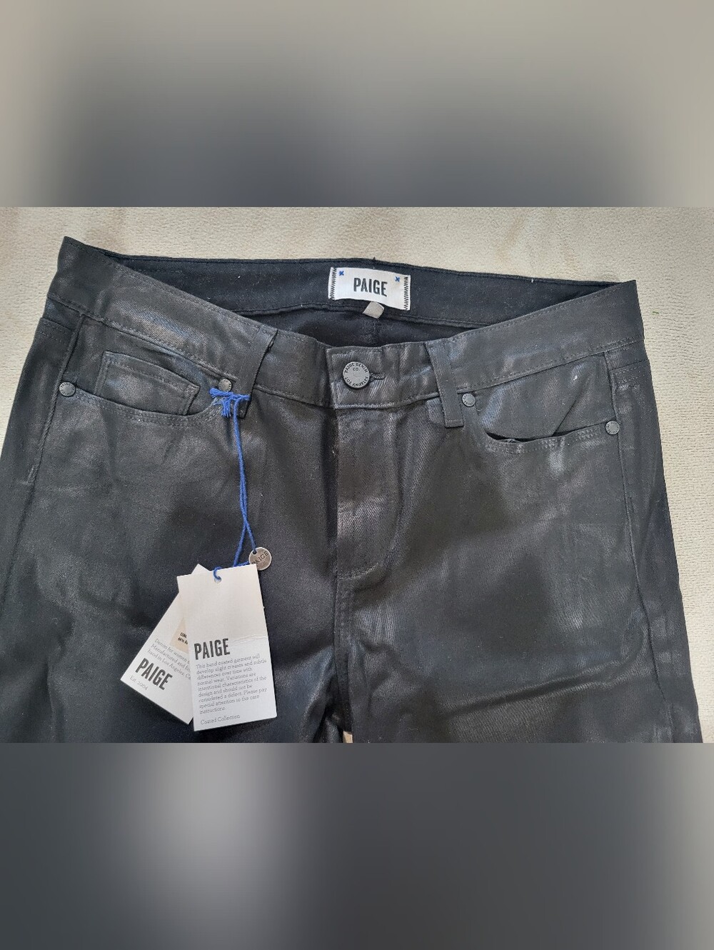 PAIGE Women’s Black Coated Jeans